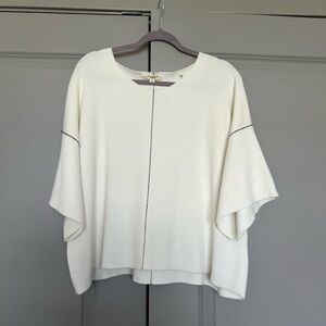 Max Studio Ivory Top with Black Detail